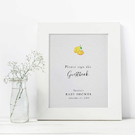 Poster Mínimo de Símbolo Elegante do Chá de fraldas Lemon