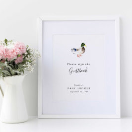 Poster Mínimo de Sinal de Guestbook Elegante do Chá de fr