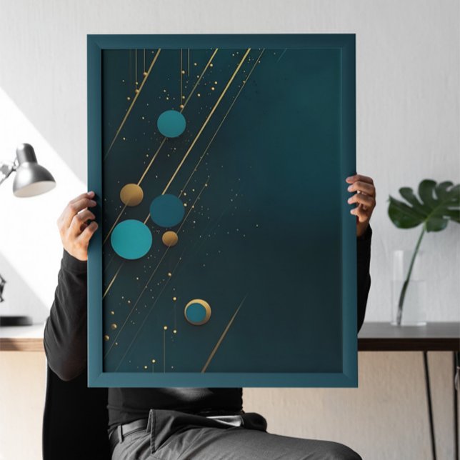 Poster Mínimo Dourado Abstrato de Teal Escuro (Criador carregado)
