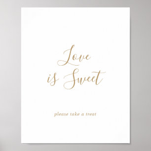 Poster Mínimo Dourado Amor É Sinal De Casamento Doce