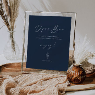 Poster Mínimo Engraçado Marinho Azul Casamento Aberto Sin