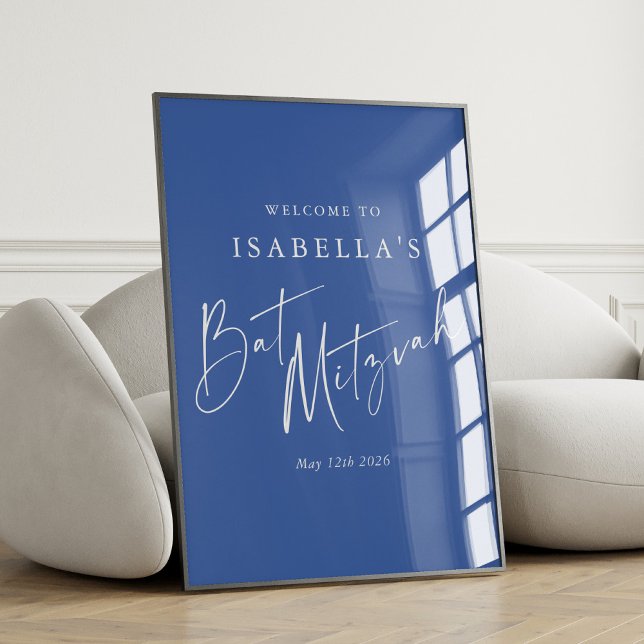 Poster Mínimo Francês Blue Personalizado Bat Mitzvah Bem- (Criador carregado)