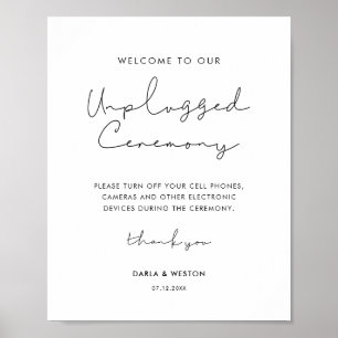 Poster Mínimo manuscrito cerimônia de casamento desplugad