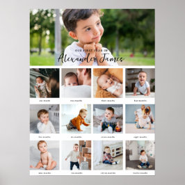 Poster Mínimo Moderno | 1rua Ano 12 Mês de Colagem de Fot