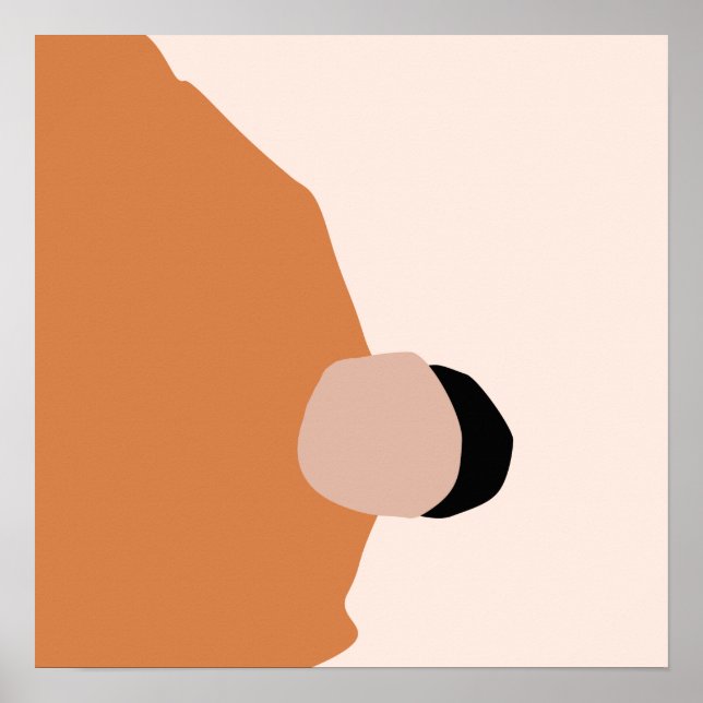 Poster Mínimo moderno abstrato geométrico preto-rosa (Frente)