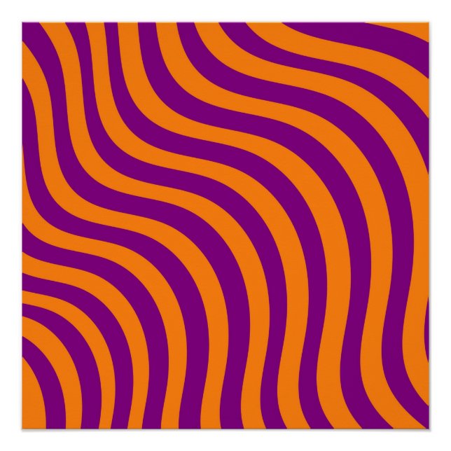 Póster Mínimo Moderno da Faixa Zebra Púrpura Laranja Negr (Frente)
