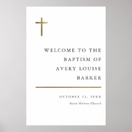 Poster Mínimo Moderno Dourado batismo bem-vindo