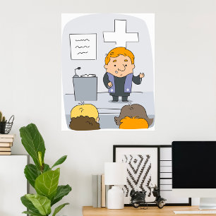 Poster Ministro da Igreja pregando