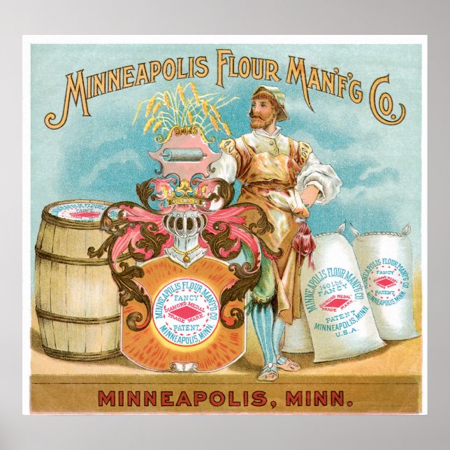 Póster Minneapolis Flour Vintage Comida Ad Art (Frente)