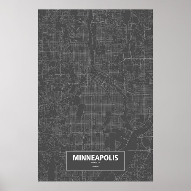 Poster Minneapolis, Minnesota (branco a preto) (Frente)