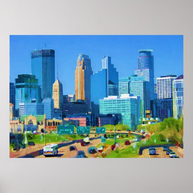 Póster Minneapolis, Minnesota, EUA (Frente)