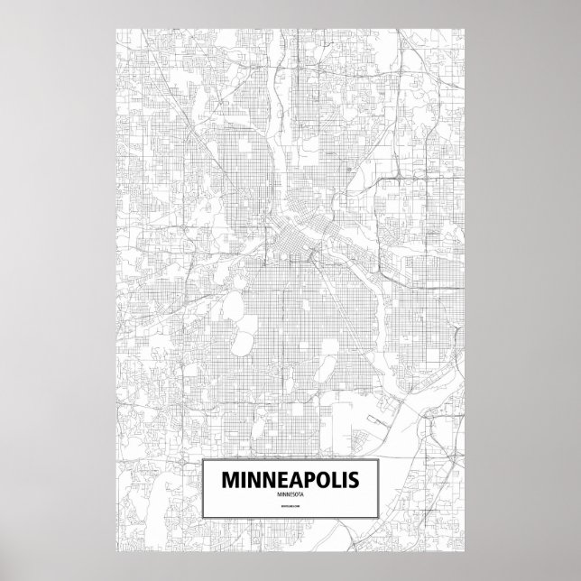 Poster Minneapolis, Minnesota (preto a branco) (Frente)