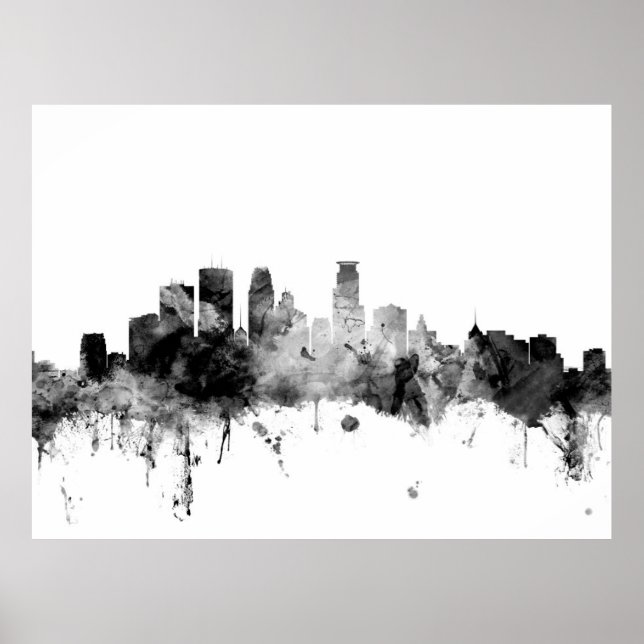 Póster Minneapolis Minnesota Skyline (Frente)