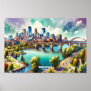 Poster Minneapolis Minnesota USA Viagem Places aqucolor