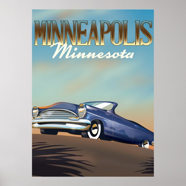 Poster Minneapolis, Minnesota viagens vintage (Frente)