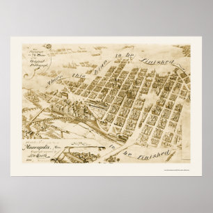 Póster Minneapolis, MN Panoramic Map - 1891