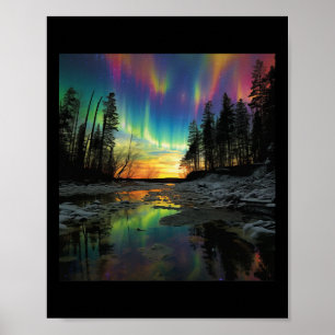 Poster Minnesota Férias Luzes do Norte Camping Caminhada