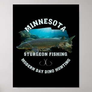 Poster Minnesota Sturgeon Pesca Moderna Dia Dino Caça