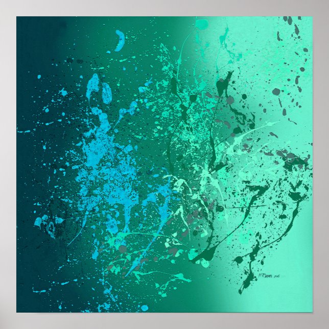 Poster Mint Flurry Abstract Spatter Art (Frente)