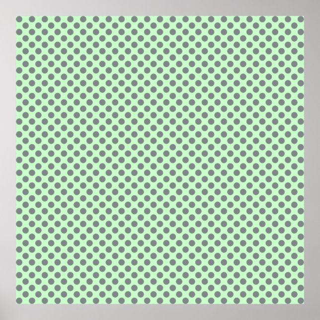 Póster Mint Green com Bolinhas de Cinza por Shirley Taylo (Frente)