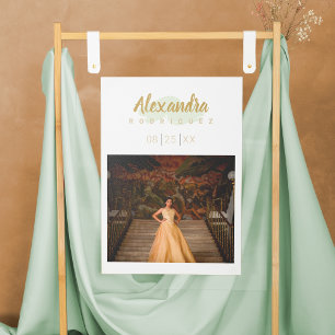 Poster Mint Green e Dourada Quinceanera