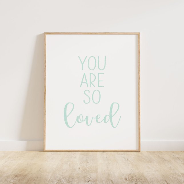 Poster Mint Green Você É Tão Amada (You Are So Loved typography quote print in mint green.)