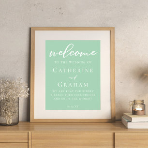 Poster Mint Green White Typografia Personalizada
