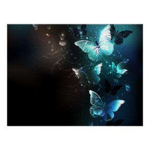 Póster Mint Night Butterflies