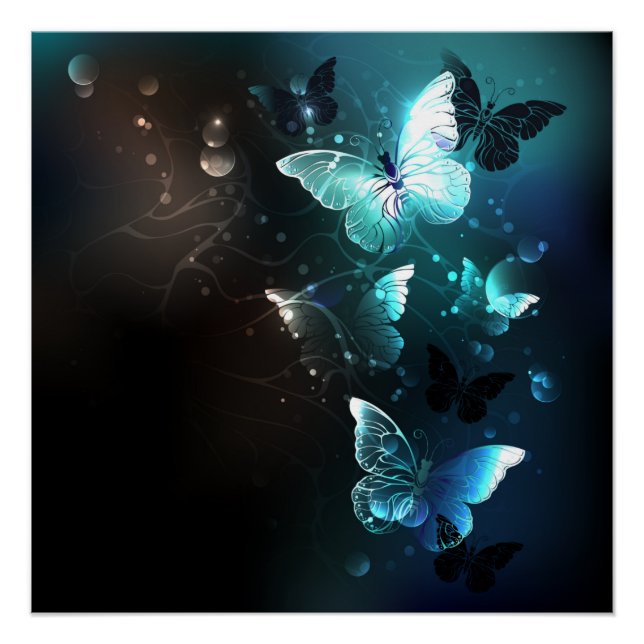 Póster Mint Night Butterflies (Frente)