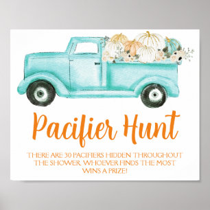 Poster Mint Pumpkin Pacifier Hunt Game Chá de fraldas