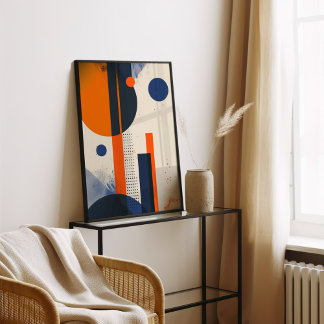 Poster Minúsculo preto e laranja geométrico