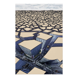 Póster Miragem Urbana: Canhões de Concreto em Terras Árid