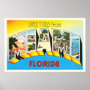 Poster Mirami Florida FL Antiga Viagens vintage Souvenir