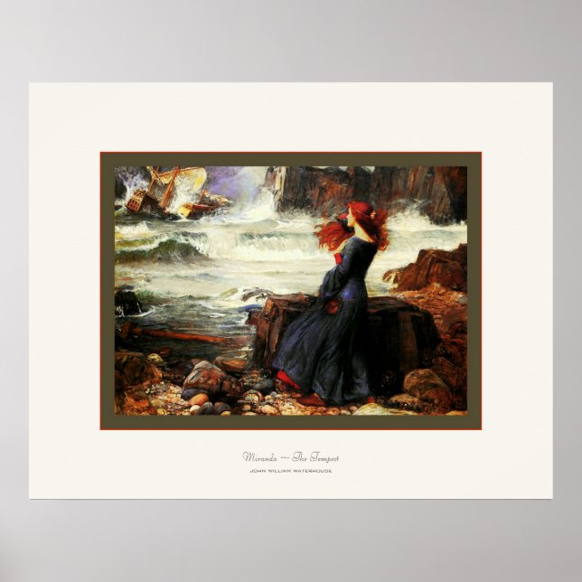 Póster Miranda ~ O Tempest ~ John W Waterhouse (Frente)