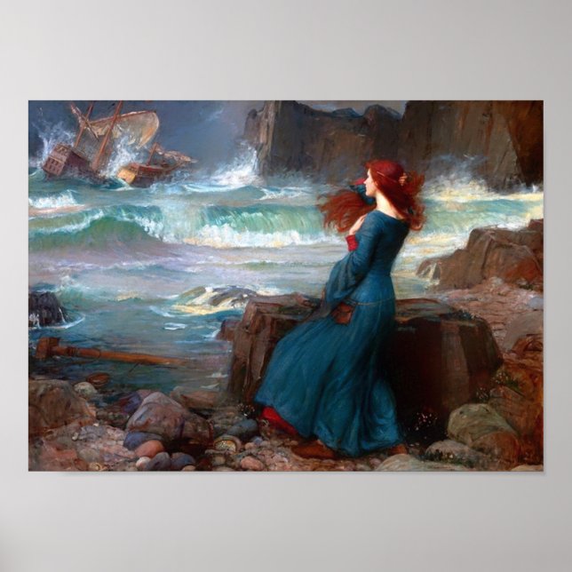 Poster Miranda O Tempest John William Waterhouse (Frente)