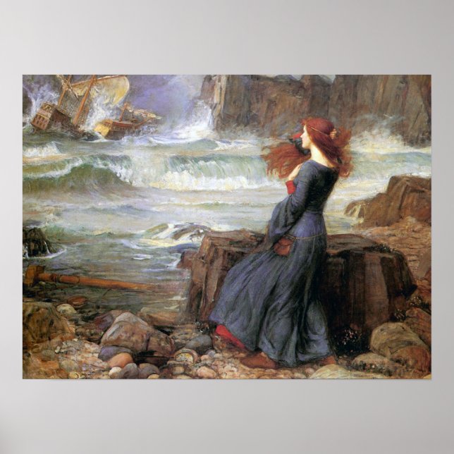 Póster Miranda - O Tempest - John William Waterhouse (Frente)