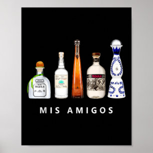 Poster Mis Amigos Tequila Funny Cinco De Mayo Par Mexican