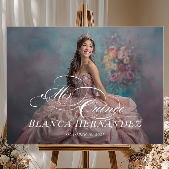 Poster Mis Quince Quinceanera welcome sign with photo (Criador carregado)