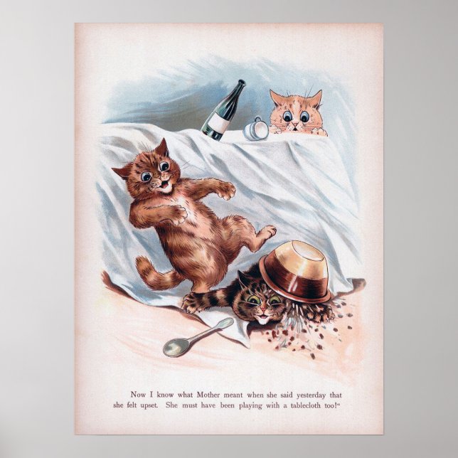 Poster Mischievous Kittens, Louis Wain (Frente)
