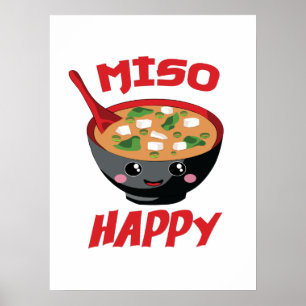 Poster Miso Happy Funny Comida Kawaii