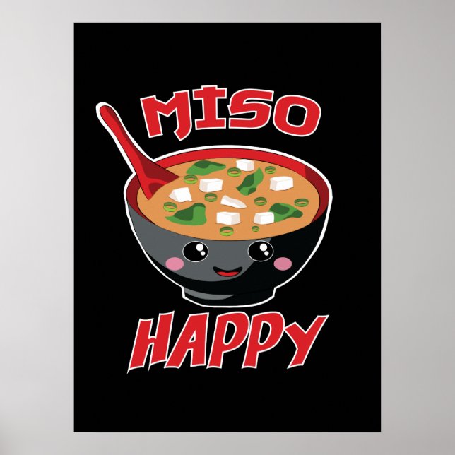 Poster Miso Happy Funny Food Kawaii (Frente)