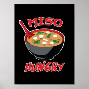Poster Miso Hungry Funny Comida Kawaii