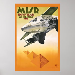 Poster MISR Companhias Aéreas Egípcias937 Pirâmides Estil