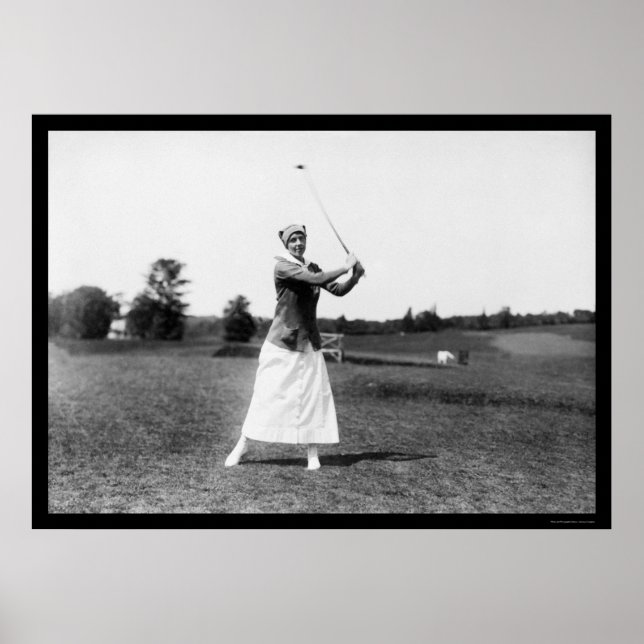 Poster Miss E. Pickhardt Jogando Golf 1914 (Frente)
