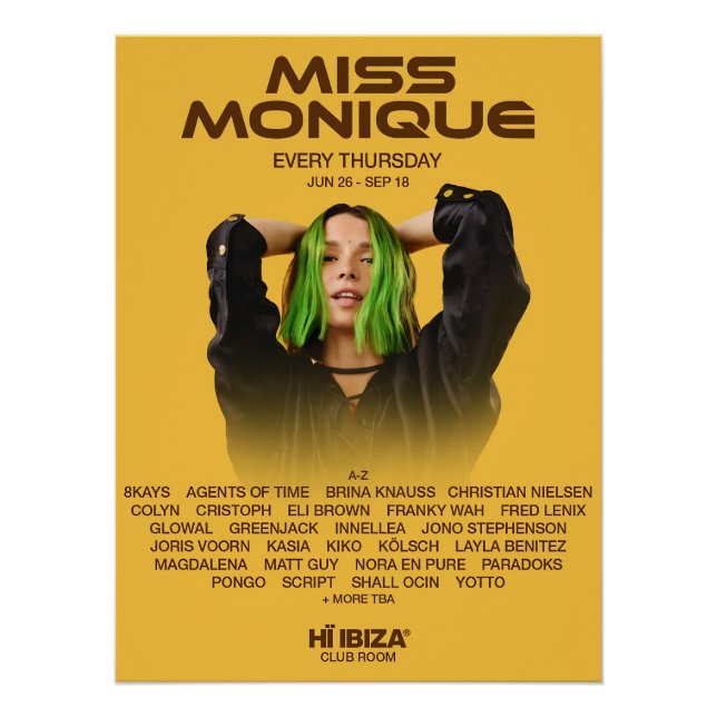Póster Miss Monique - Hï Ibiza - Club (Frente)