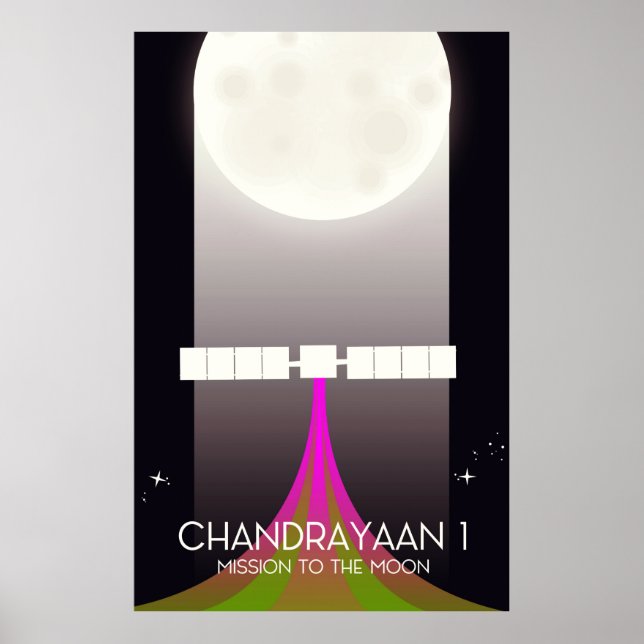 Poster Missão espacial Chandrayaan-1 à Lua (Frente)