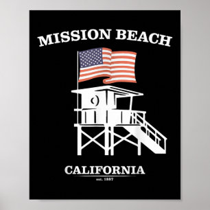 Poster Mission Beach Shirt Retro San Diego California Bea