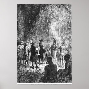 Póster Missionários de Moravian entre os indianos