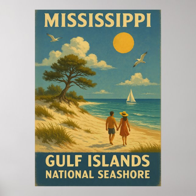 Poster Mississipi Ilhas do Golfo Nacional Seashore V01 (Frente)