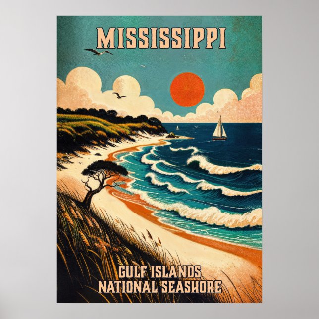 Poster Mississipi Ilhas do Golfo Nacional Seashore V02 (Frente)